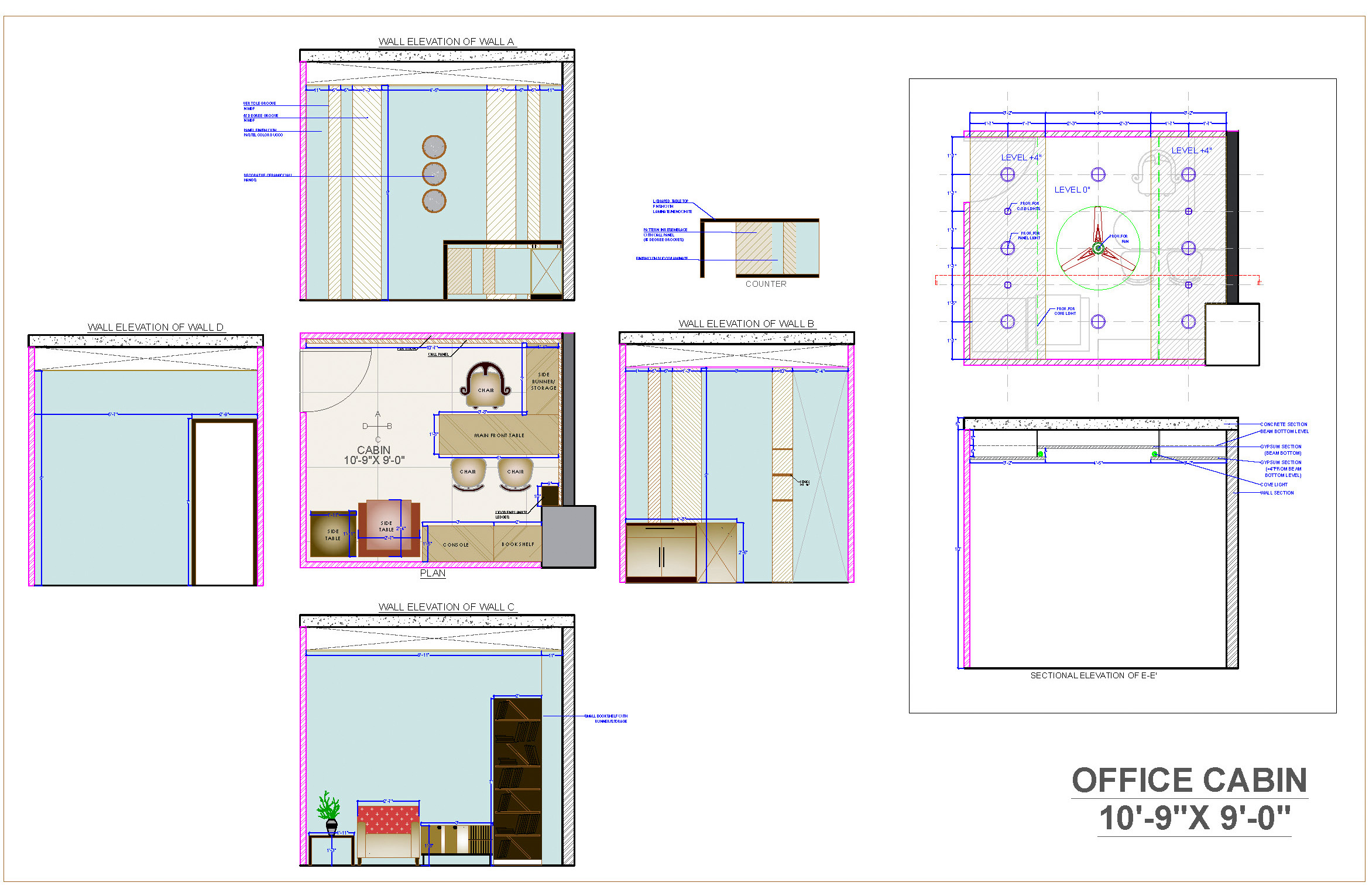 Modern Office Manager Cabin Interior Design DWG Drawing